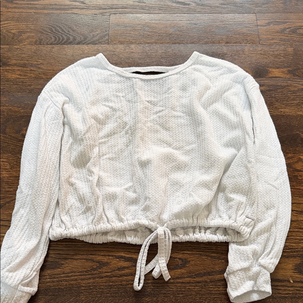 Hollister White Textured Sweatshirt